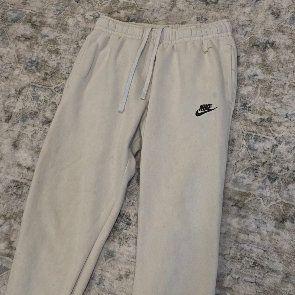 Nike Mens Fleece Joggers Cream Off-White Sweatpants Size S Futura Logo